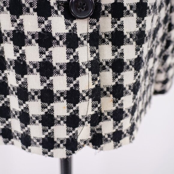 DAMAGED Rafaella Large Black White Tweed Plaid Sport Coat Wool Acrylic Polyester - Picture 2 of 12